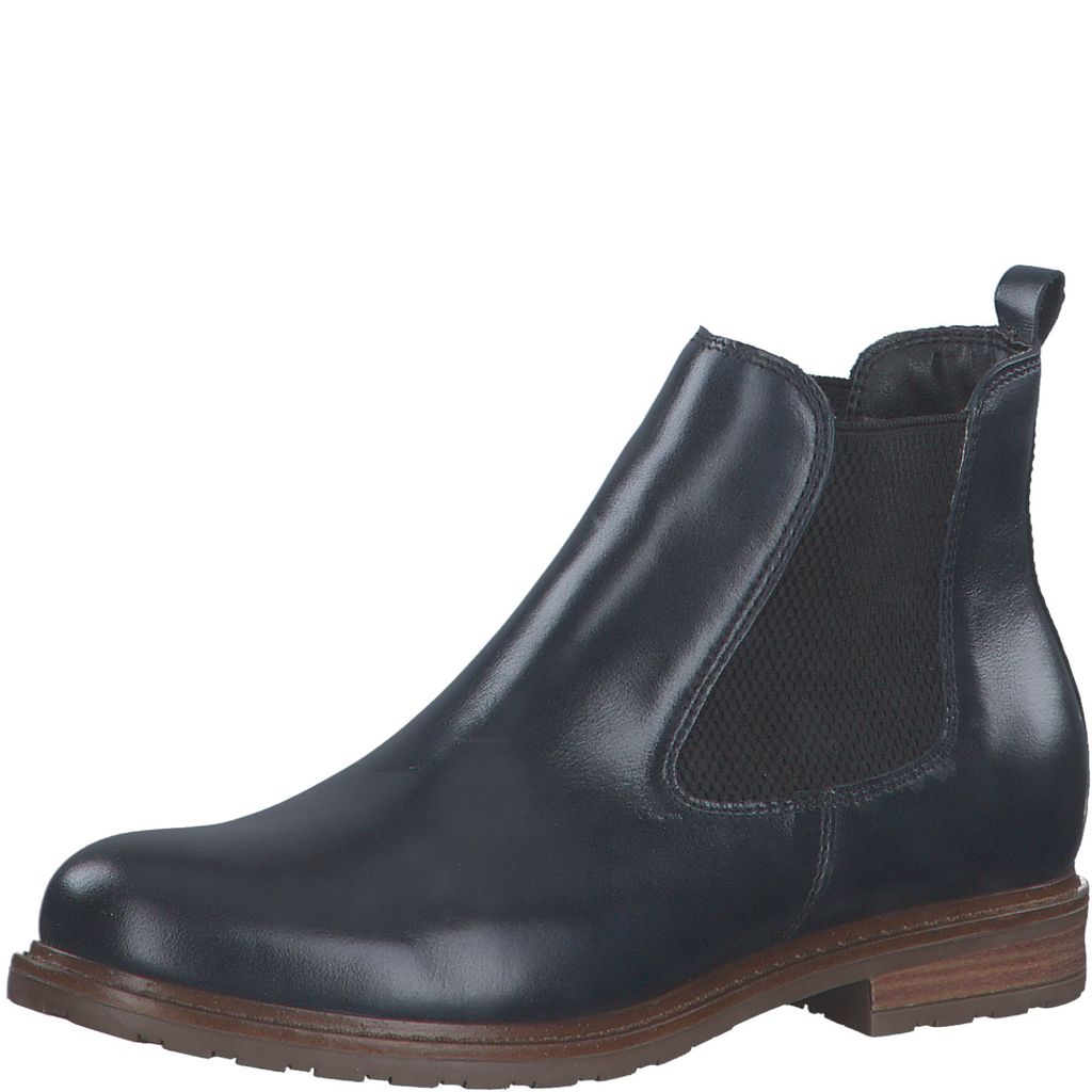 Tamaris Damen Stiefelette Chelsea Boot Leder Stretcheinsätze 1-25056-29, Größe:38 EU, Farbe:Blau