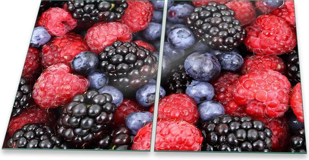 Set 2 Coprifornelli Vetro 40x52 Frutta Nero - Protezione e Decorazione