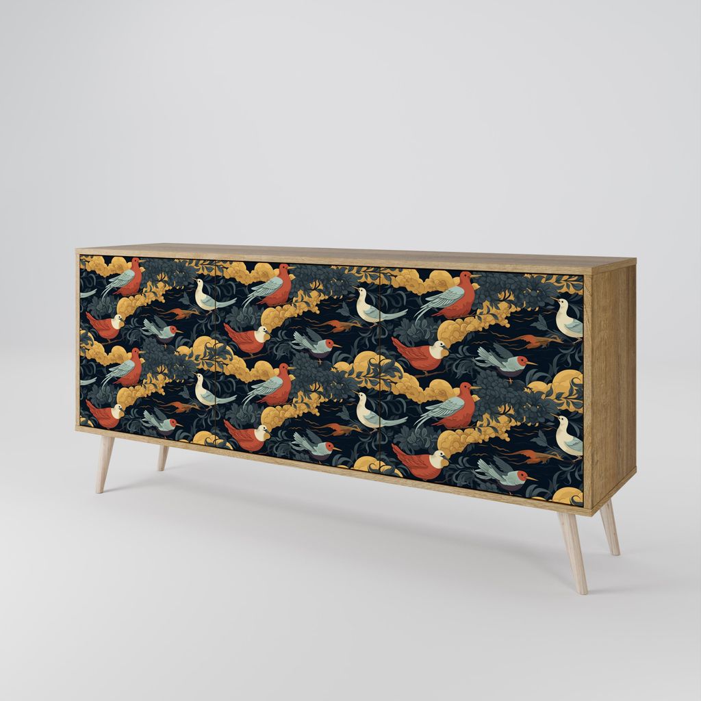 Spacerebels Kommode mit 3 Türen - Sideboard Komodenschrank - Highboard - Kleiderschrank Möbel - Wohnzimmer Schlafzimmer - 57,5×111×42 (HxBxT)