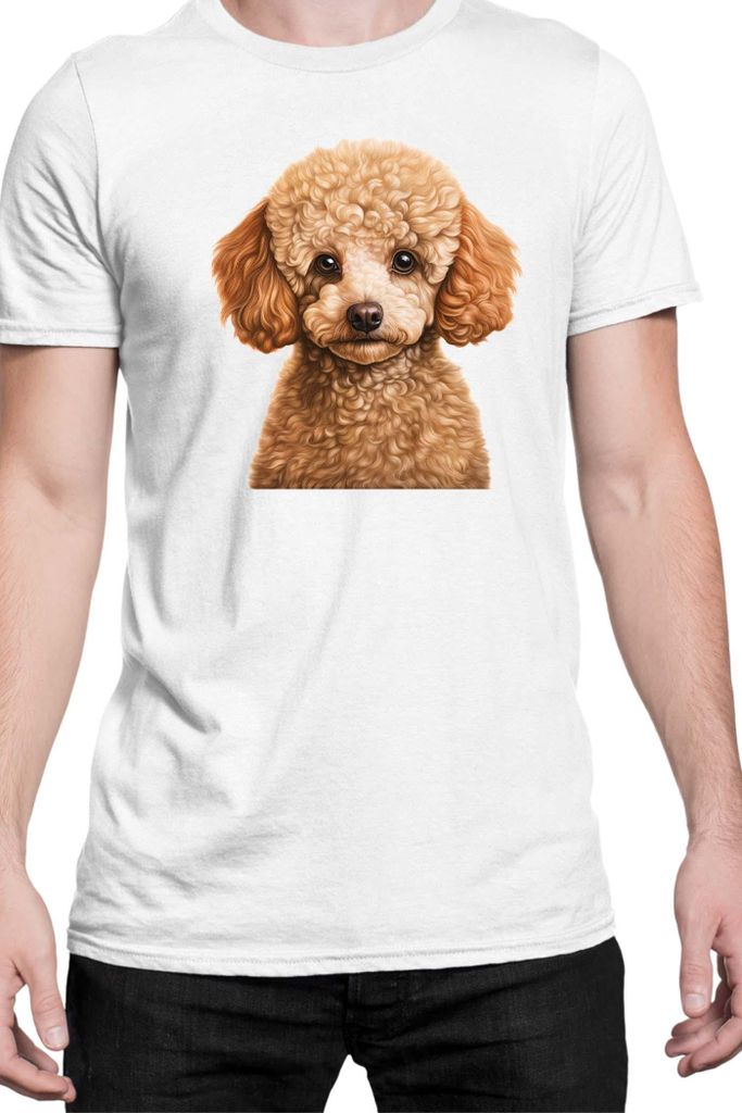 Herren T-Shirt Dogs Breeds Poodle Dog Breed 005, Man M / Weiß