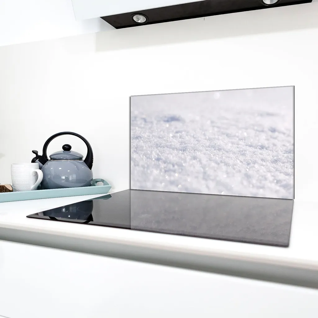 Tagliere Vetro Decorativo 90x52 Bianco Tessuto - Coprifornelli Elegante - 3