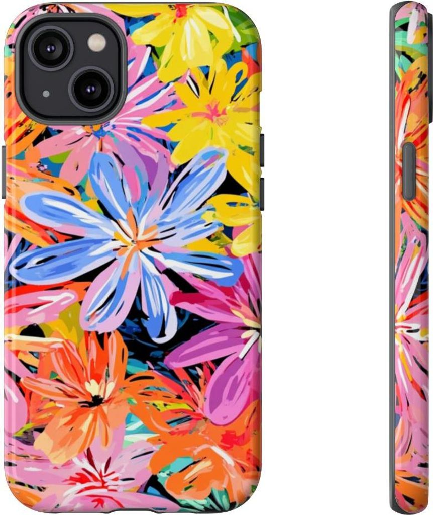 Buntes abstraktes Blumenmuster – Hülle Kompatibel mit iPhone 14 Plus