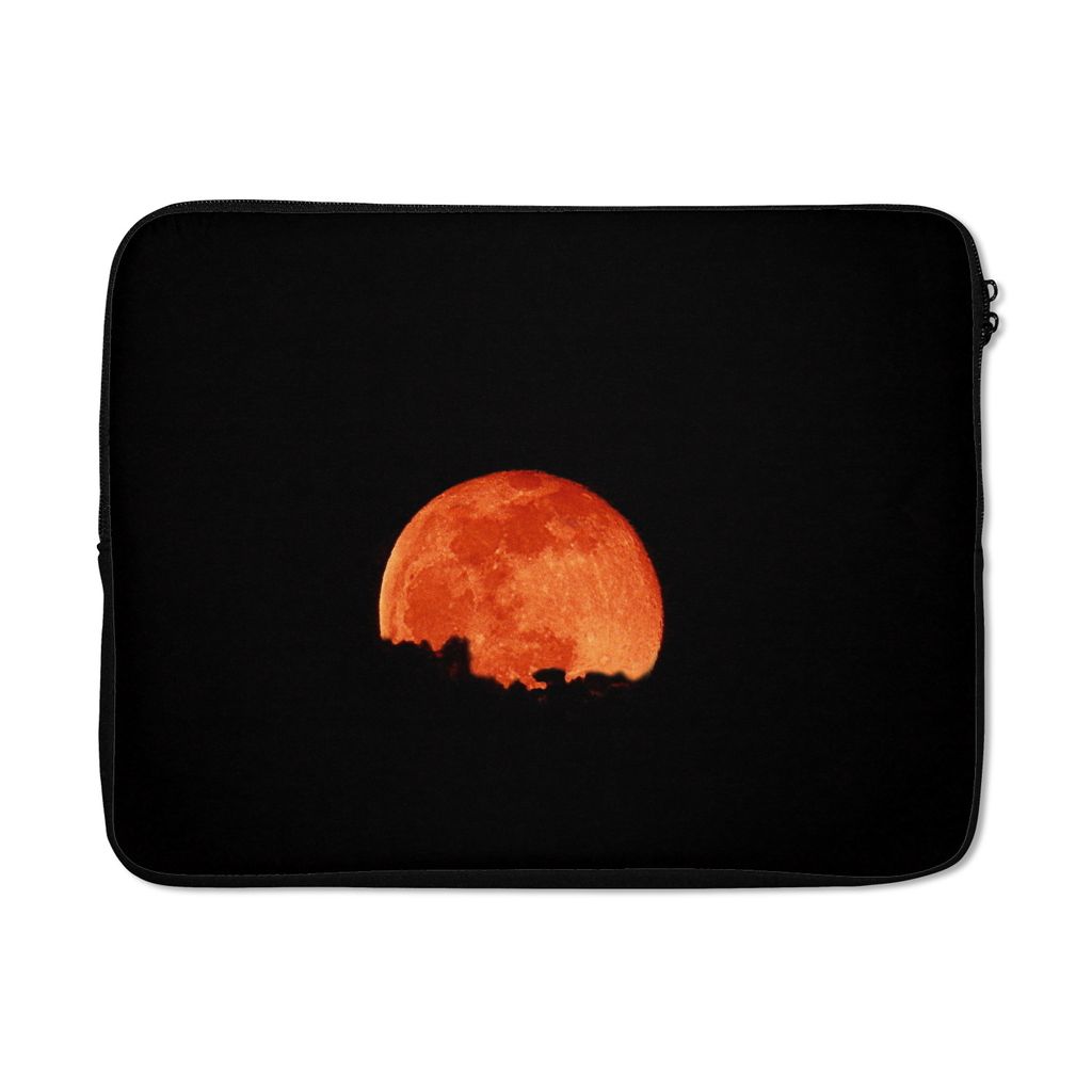 MuchoWow Laptop Hülle 17 Zoll Laptoptasche Mond - Nacht - Rot - Zipper - Schutzabdeckung