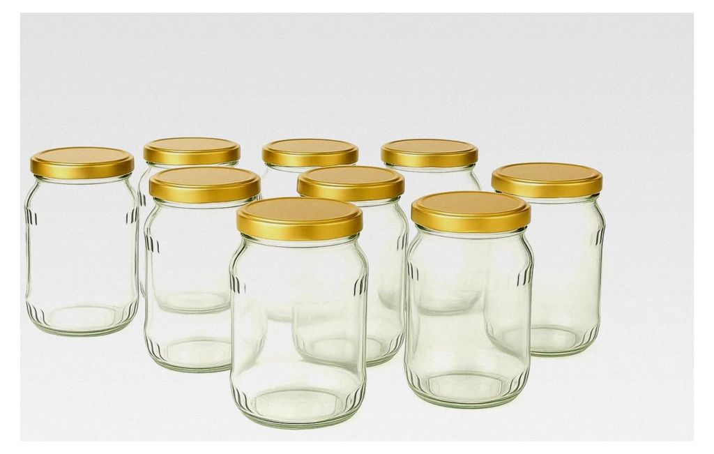 Einmachgläser 720 ml mit goldenen Schraubdeckeln – 24er Set für Marmelade, Honig, Gurken, Paprika, Obst und mehr