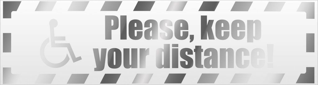 Please Keep Your Distance gestreift Magnetschild Schild magnetisch - 45cm Chrom - Magnetfolie für Auto PKW Kfz