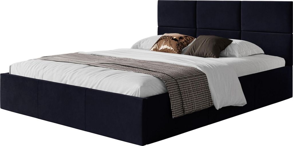 Selsey Nestio – Polsterbett 160x200 mit Bettkasten, Samtbezug, marineblau