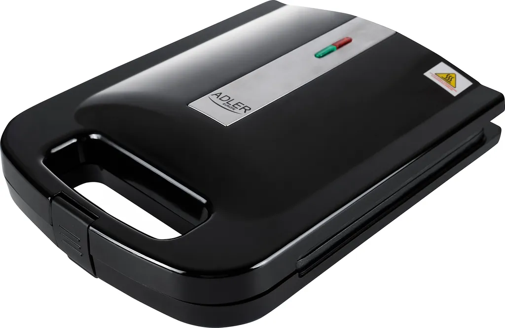 Adler Sandwichmaker 4 Tranches 2000W - Appareil à Croque-Monsieur Noir
