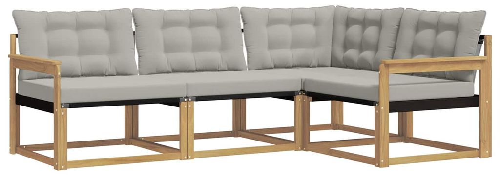 vidaXL Outdoor-Sofagarnitur mit Kissen 4 pcs Weiß und Hellgrau