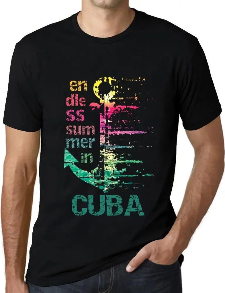 Herren Grafik T-Shirt Endloser Sommer auf Kuba – Endless Summer In Cuba – Öko-Verantwortlich Vintage Jahrgang Kurzarm Lustige Druck Geburtstag