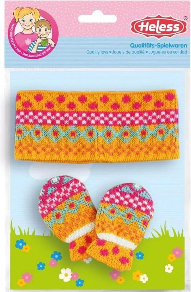 Heless 1811 Puppenkleidung Fäustlinge und Stirnband Jolly in Größe 28-35cm