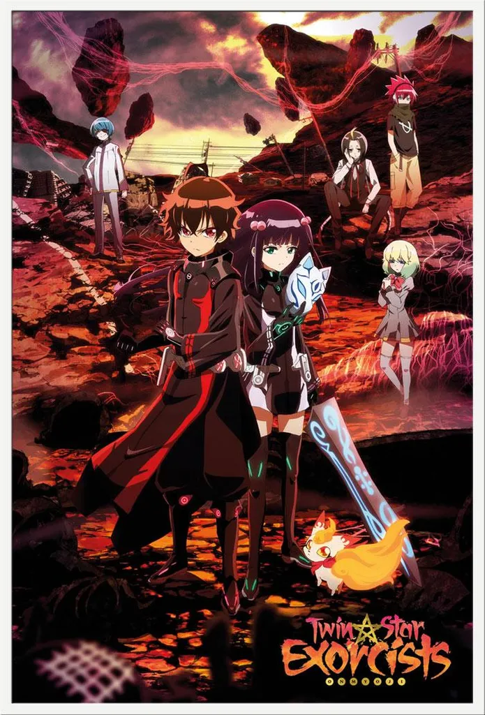 Affiche Twin Star Exorcists Key Art avec cadre Shinsuke blanc 61x91,5 cm