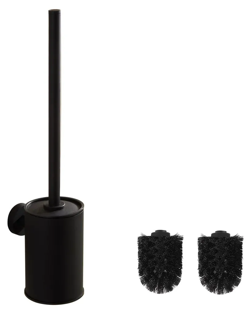Brosse de toilettes murale inox 304 avec support ABS et tête rechange