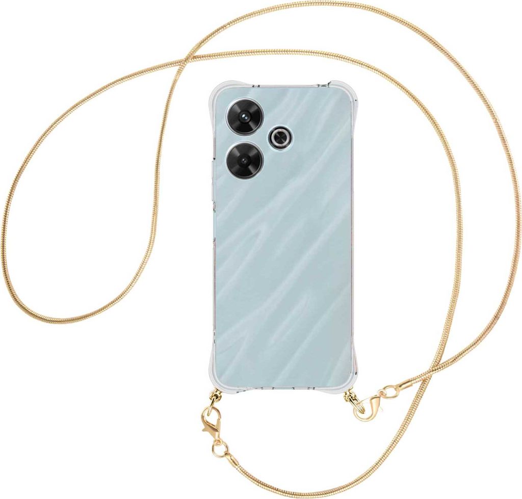 Handykette Backcover-Schutzhülle mit Band (Metall goldfarben) für Xiaomi Redmi Note 13R 5G (CN) / Redmi 13 4G - goldfarbene Snake-Kette