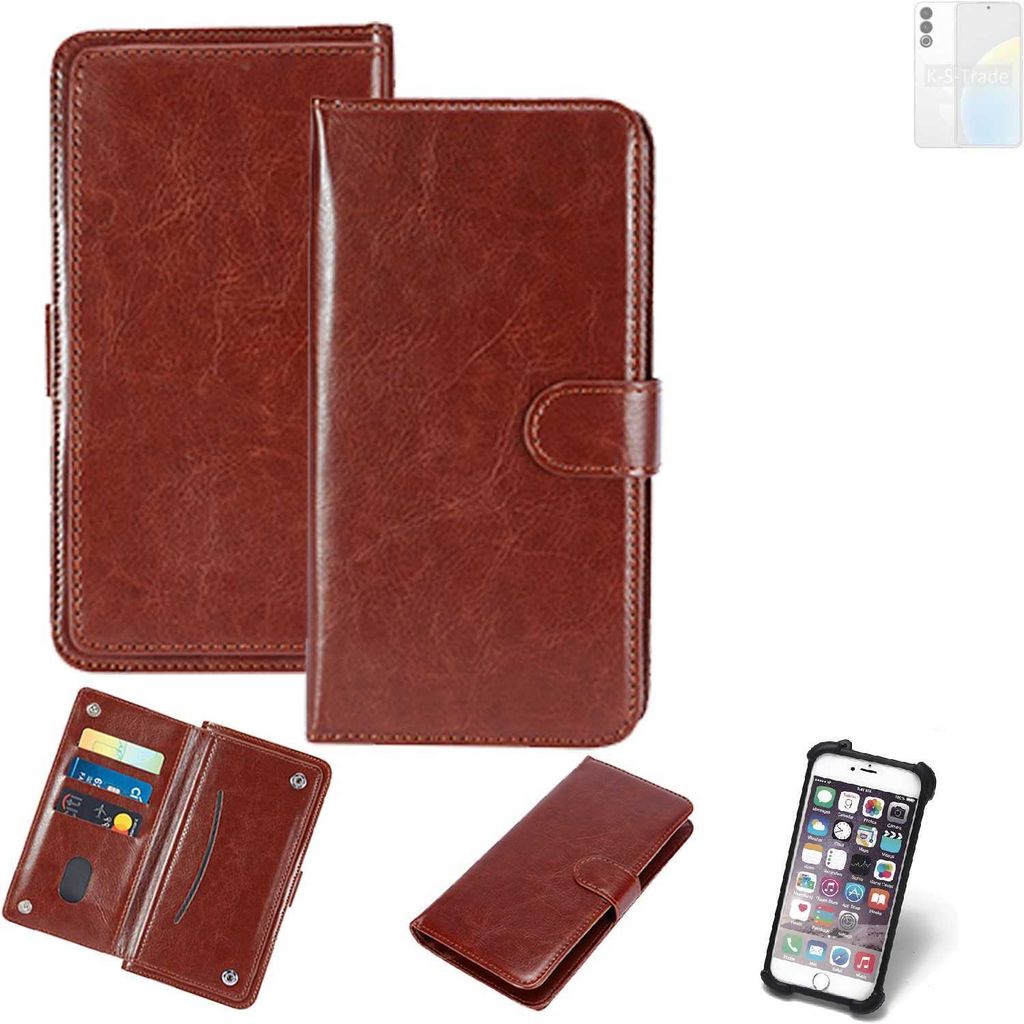 K-S-Trade 360° Hülle kompatibel mit Meizu 20 Classic braun Kunstleder Case BookCase WalletCase Kunstlederederhülle Handyhülle, Rundumschutz Bumper