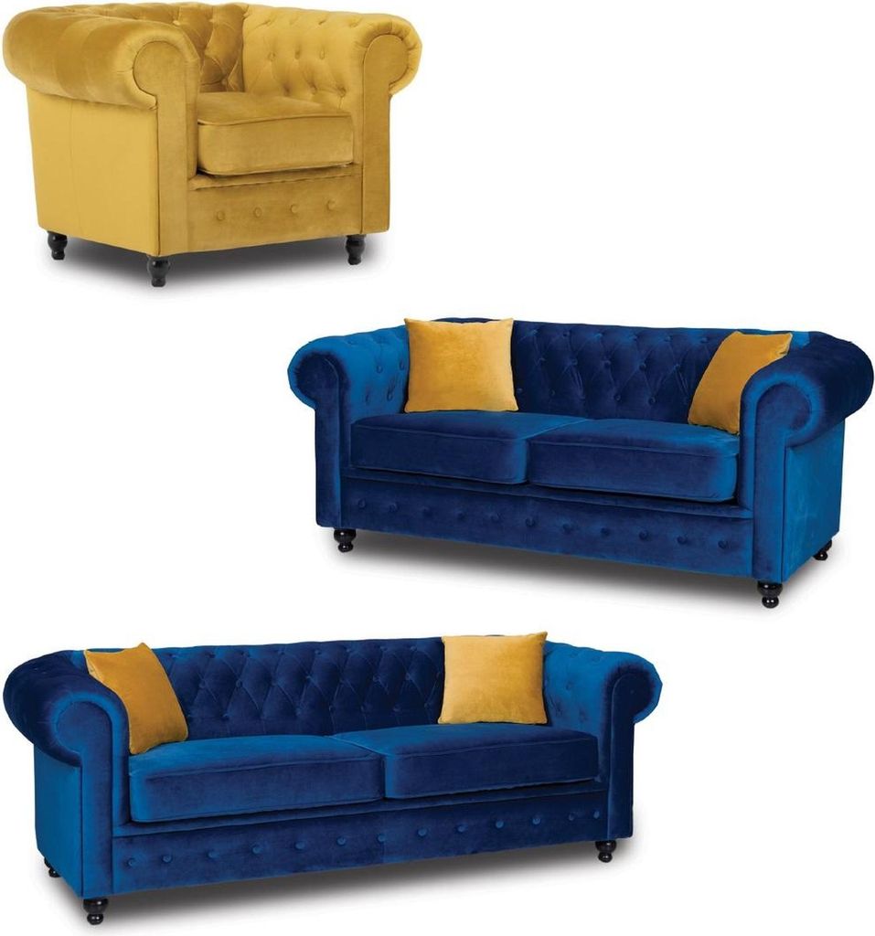 Chesterfield Sofagarnitur Couch Möbel Wohnzimmer Einrichtung 3+2+1 Sitzer