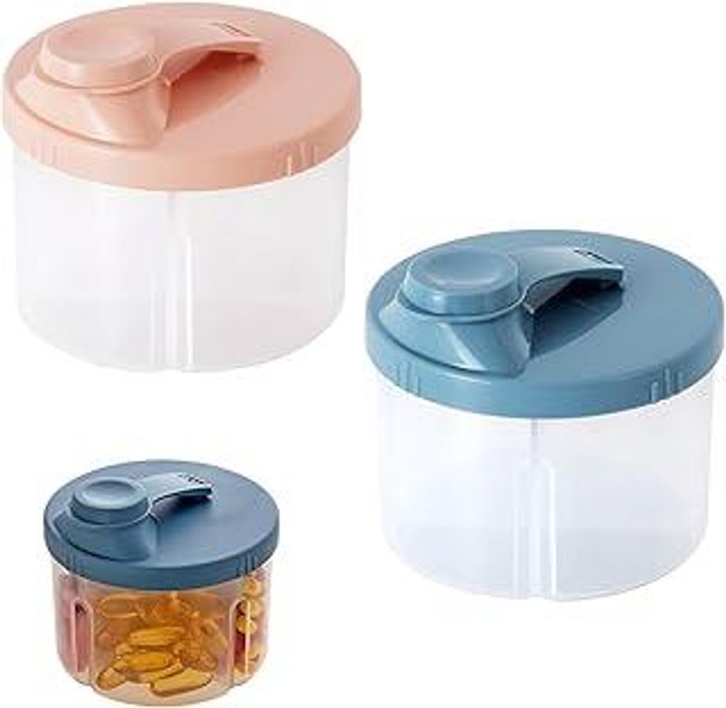 2 Stück Milchpulver Portionierer Baby,Milchpulver Aufbewahrungsbox,Tragbarer Pulver Portionierer,Mit Spender Drehbarer,Milchpulver-Spender Mit Fä...