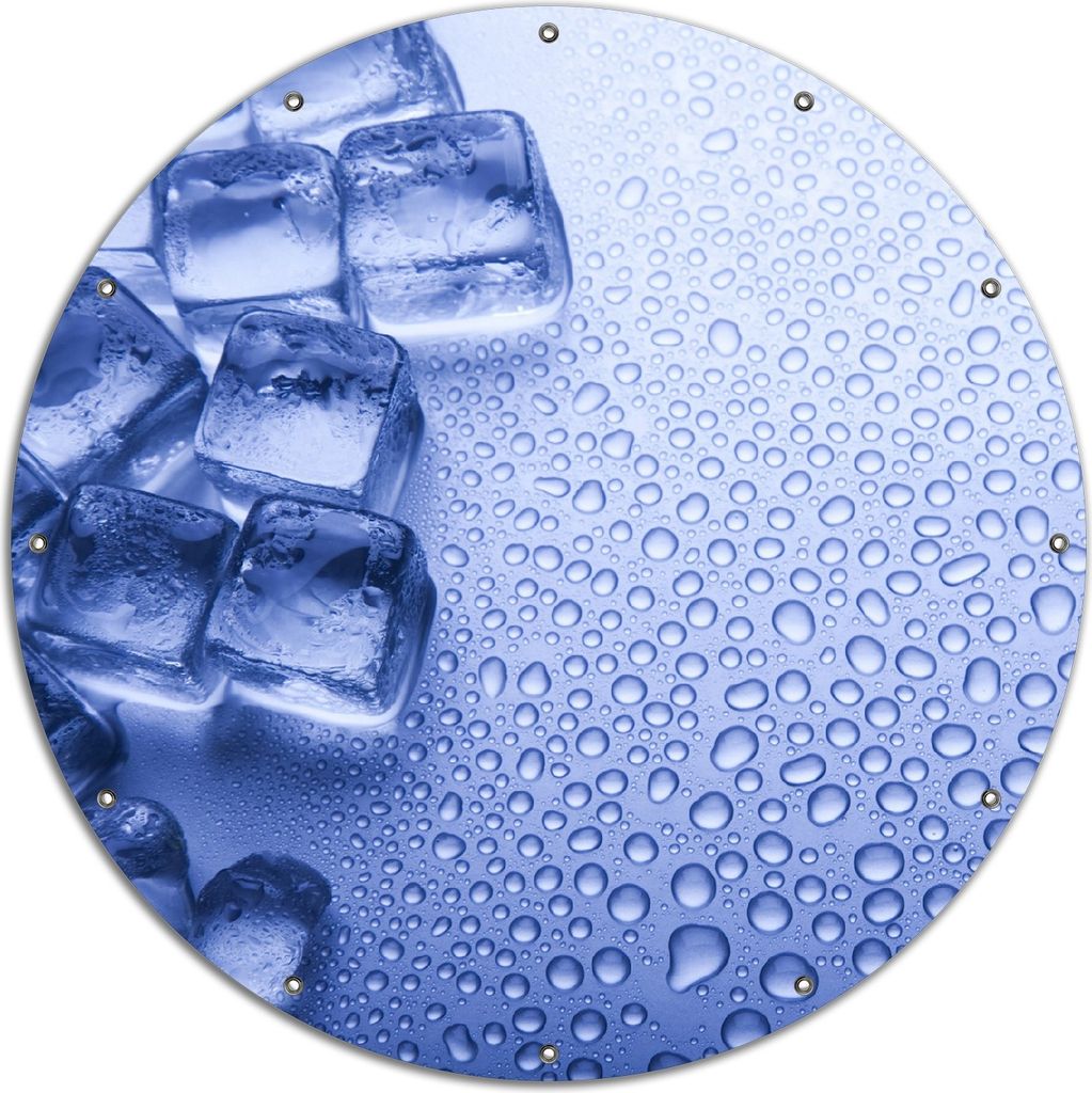 Wallario rundes Outdoor-Poster für Garten oder Balkon, Motiv Eiswürfel, 120 cm Durchmesser