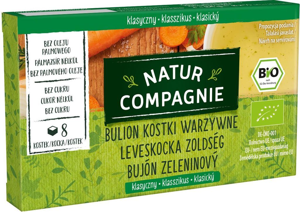 BULION - KOSTKI WARZYWNE BEZ DODATKU CUKRÓW BIO (8 x 10,5 g) 84 g - NATUR COMPAGNIE