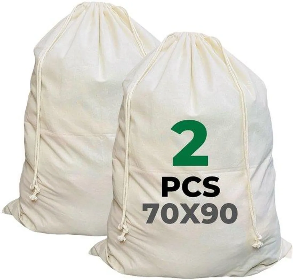 Finissez-en avec le désordre : Lot de 2 Grands Sacs à Linge Coton 100L