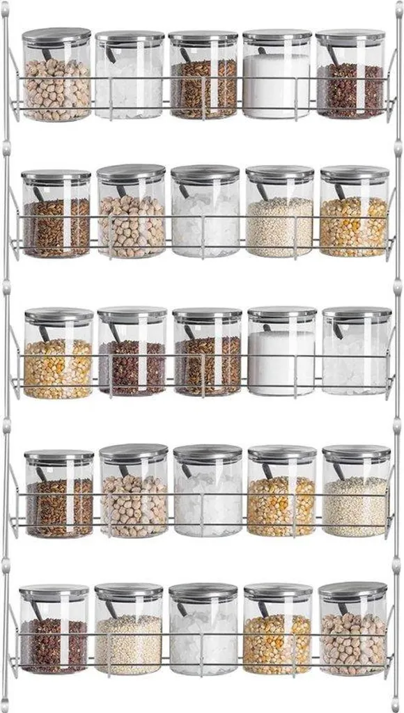 Rangement cuisine mural pour herbes - Panier chromé 5 niveaux pratique