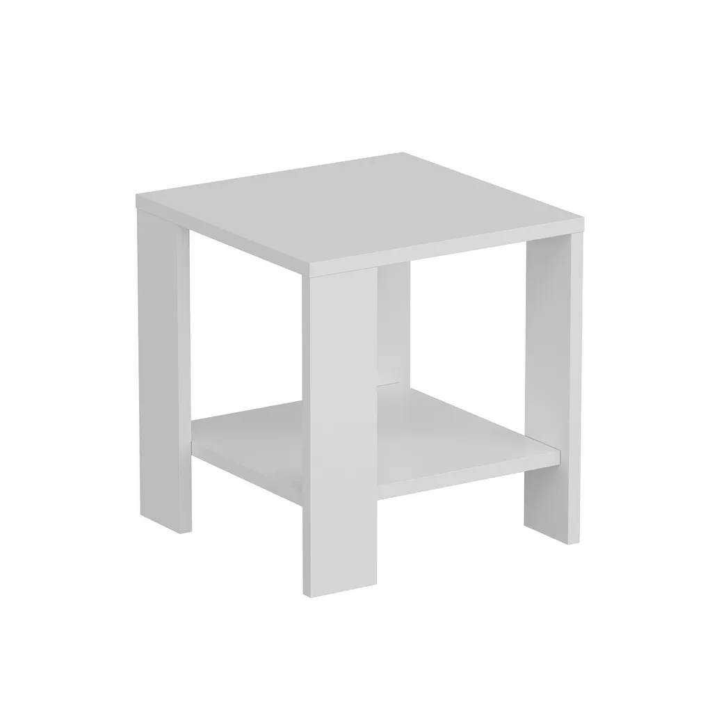Table d'Appoint Robuste en Mélaminé Blanc Midi Yan 40x42x40cm Qualité - 4