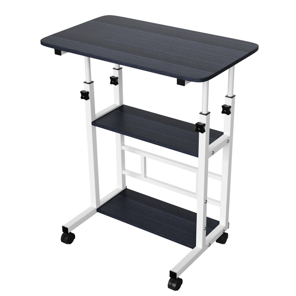Höhenverstellbar Schreibtische mit Rädern PC Büro 60x40 cm Stehtisch Schwarz