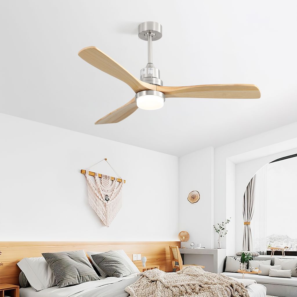 Parrot Uncle Deckenventilator 132 cm mit dimmbarem LED-Licht, 3 Holzflügeln, 6 Geschwindigkeiten, DC Motor, Fernbedienung, leise, reversibel