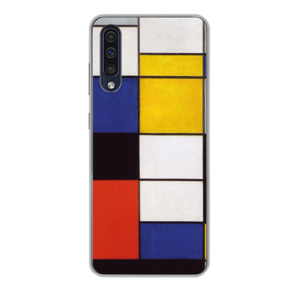 MuchoWow Handyhülle Schutzhülle Hülle für Samsung Galaxy A50 Komposition A - Piet Mondrian Silikon Softcase Handy Hülle - Mobiltelefonhülle
