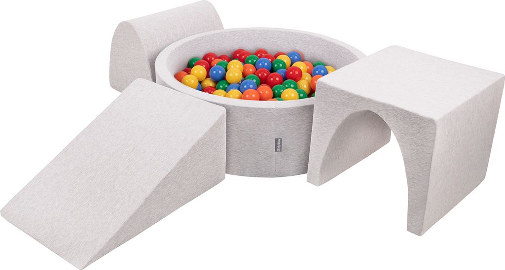 KiddyMoon Spielplatz Aus Schaumstoff Mit 200 Bälle 7cm Hindernisläufen Version 2 Rund Bällebad Mit Bunten Bällen Für Babys Und Kinder