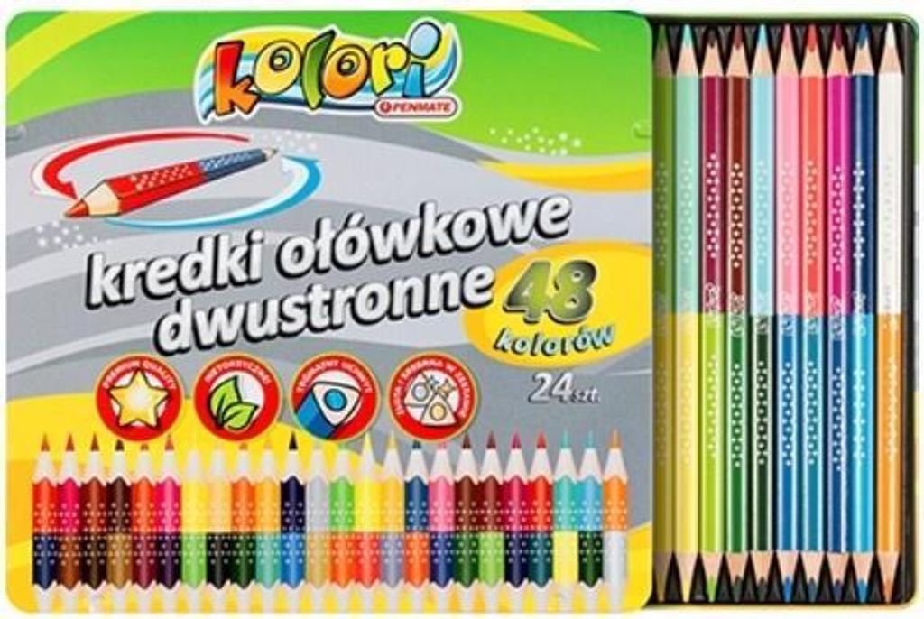 Kolori Premium doppelseitige dreieckige Buntstifte, 24 Stück, 48 Farben, Penmate