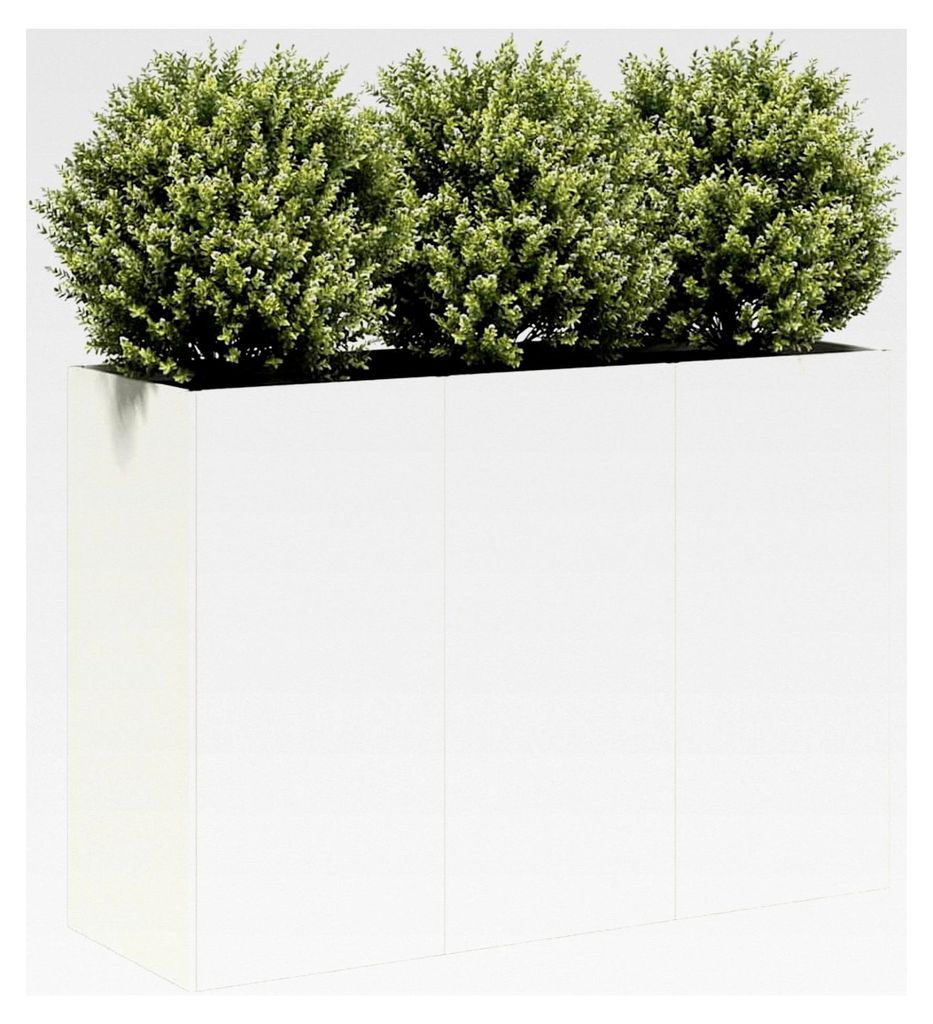 Pflanzkübel Weiß 120x40x80 cm aus kaltgewalztem Stahl, Blumentopf für Gartenpflanzer auf Balkon, Terrasse und im Innen- und Außenbereich