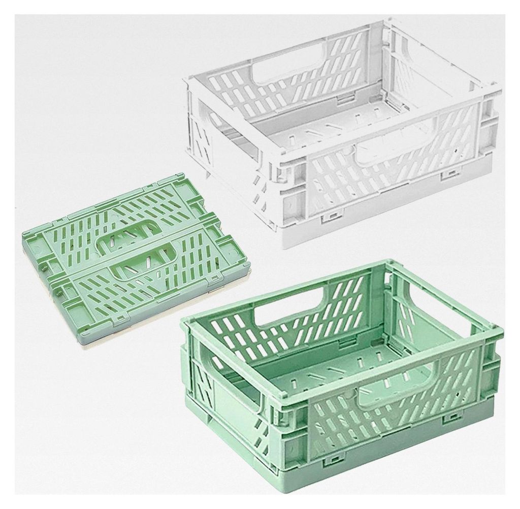 2 Stück große Klappkisten, stapelbare Klappkörbe, bunte Klappboxen für die Aufbewahrung im Regal, Büro, Schlafzimmer und Badezimmer - 30×20×...