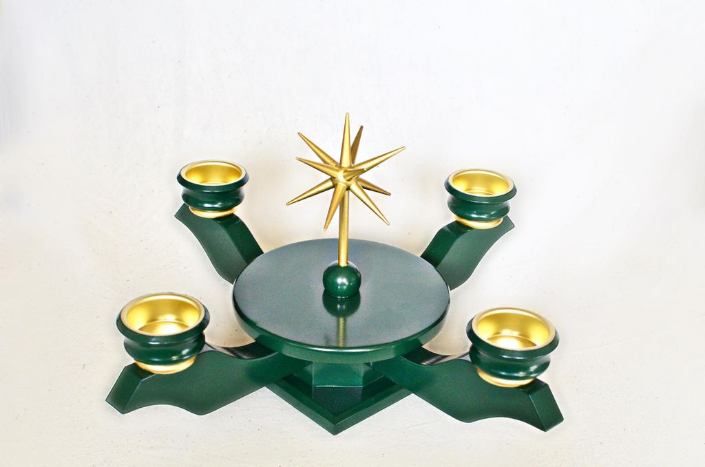Weihnachtsdeko Adventsleuchter mit Teelichter grün BxH 38x38xcm NEU
