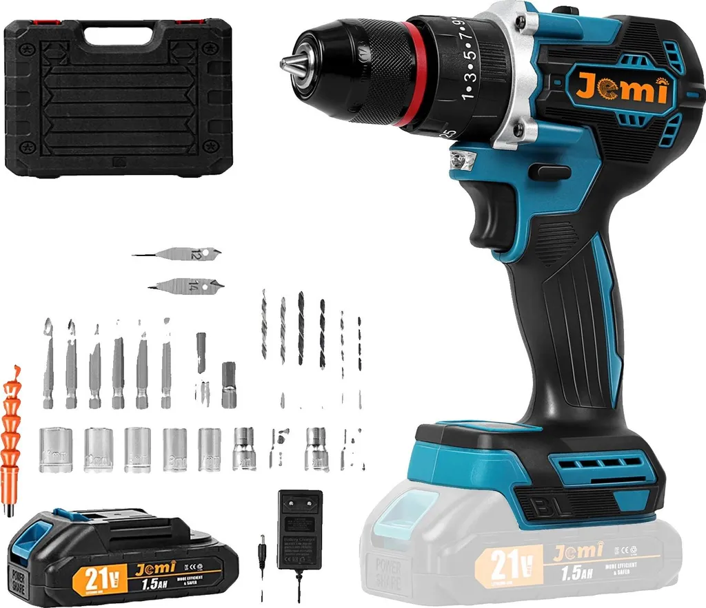 Perceuse sans fil moteur sans balai 2 vitesses avec coffret complet