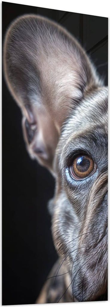 Glasbild 50x125cm in XXL für Wohnzimmer, Schlafzimmer Motiv Bulldoggenportrait
