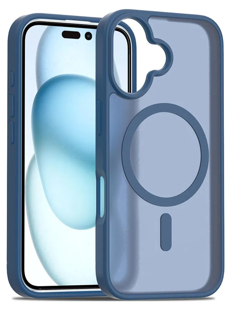Custodia Magnetica iPhone 16: Blu Scuro Opaco, Anti-Impronta e MagSafe