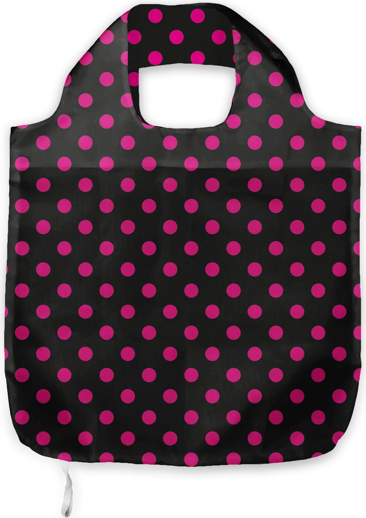 ABAKUHAUS Hot Pink Tragetasche aus Stoff, Altes Mode-Tupfen, Praktische Altagsmode Einkaufstaschen, Schwarz-Pink