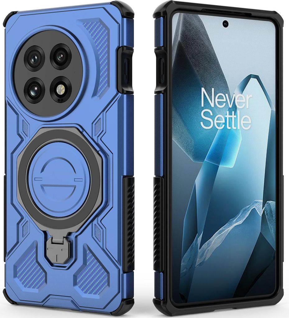 Robuste Handyhülle für OnePlus 13 mit Ringhalter Ständer Stoßfest, Magnetisch, Dual-Layer Schutz Blau