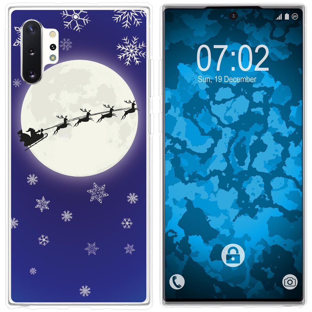 PhoneNatic Case kompatibel mit Samsung Galaxy Note 10+ Silikon-Hülle X Mas Weihnachten Santa - Snowflakes M4
