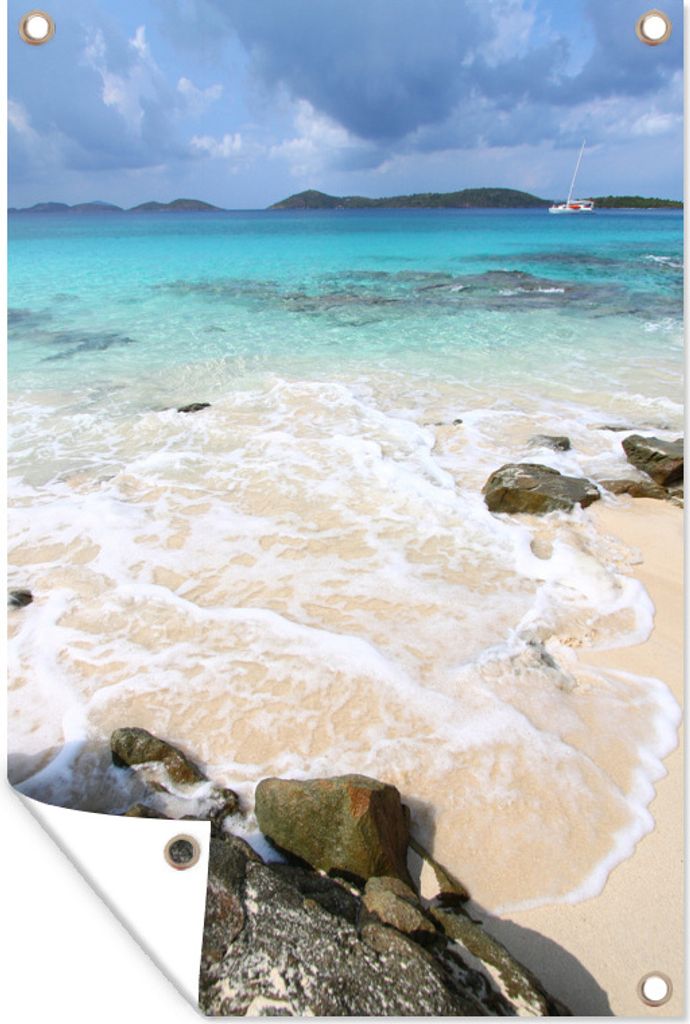 MuchoWow 80x120 cm Outdoor-Poster Gartendeko Sichtschutz Garten Poster für den Garten Die dunklen Inseln am Horizont des Virgin Islands Nationa...