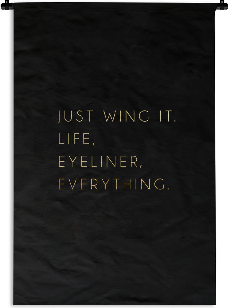 MuchoWow Wandteppich Wandbehang Zitate - Motivation - Gold - Schwarz 90x135 cm Tapisserie Dekoration Wandtuch - Baumwolle - Wandskulptur