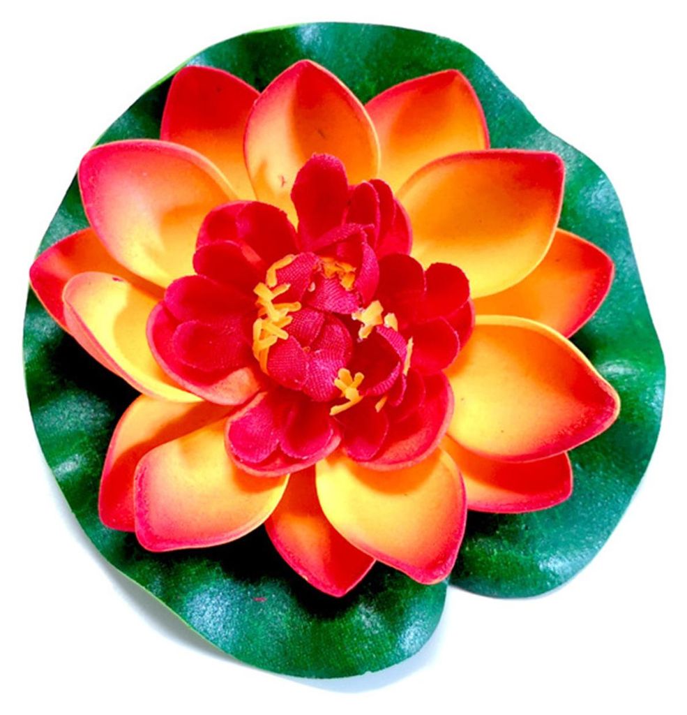 Schwimmende künstliche Lotusblumen mit Lotusblättern – realistische Teichpflanzen-Imitation für See, Pool, Aquarium – Wasserdekoration