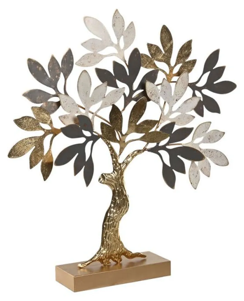 Arbre Décoratif Moderne Gris et Or - Déco Intérieure Élégante 50x9x52 cm