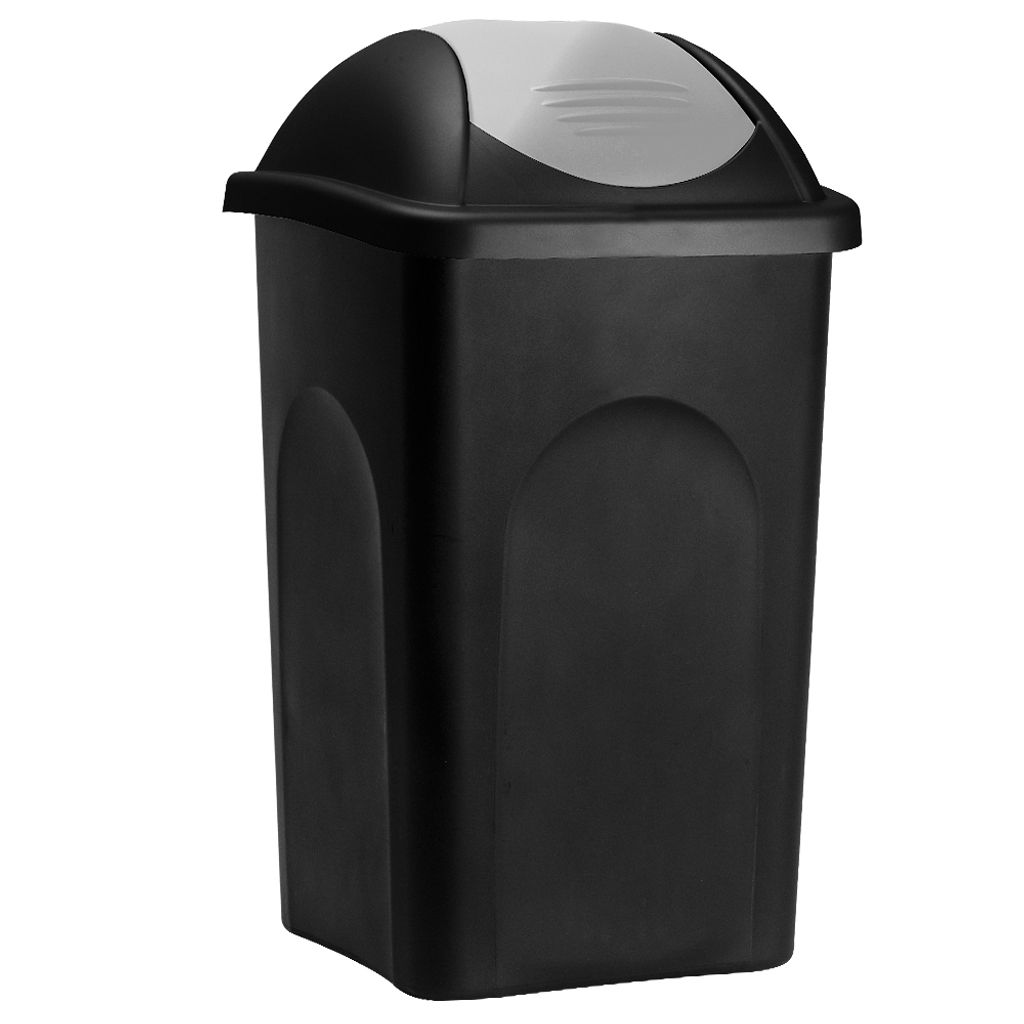 2x Mülleimer mit Deckel Küche Bad Abfalleimer 25 Liter Mülltonne grau Papierkorb 