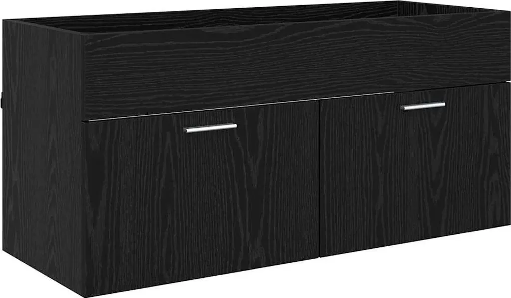 VidaXL Mobiletto Nero Effetto Rovere 100cm - Mobile Lavabo e Credenza