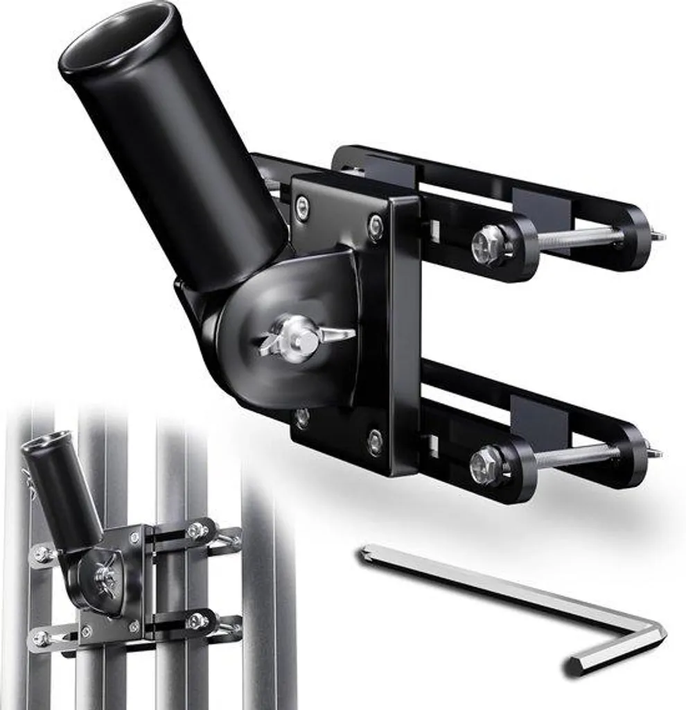 Support orientable 180° aluminium noir mat fixation adhésive puissante
