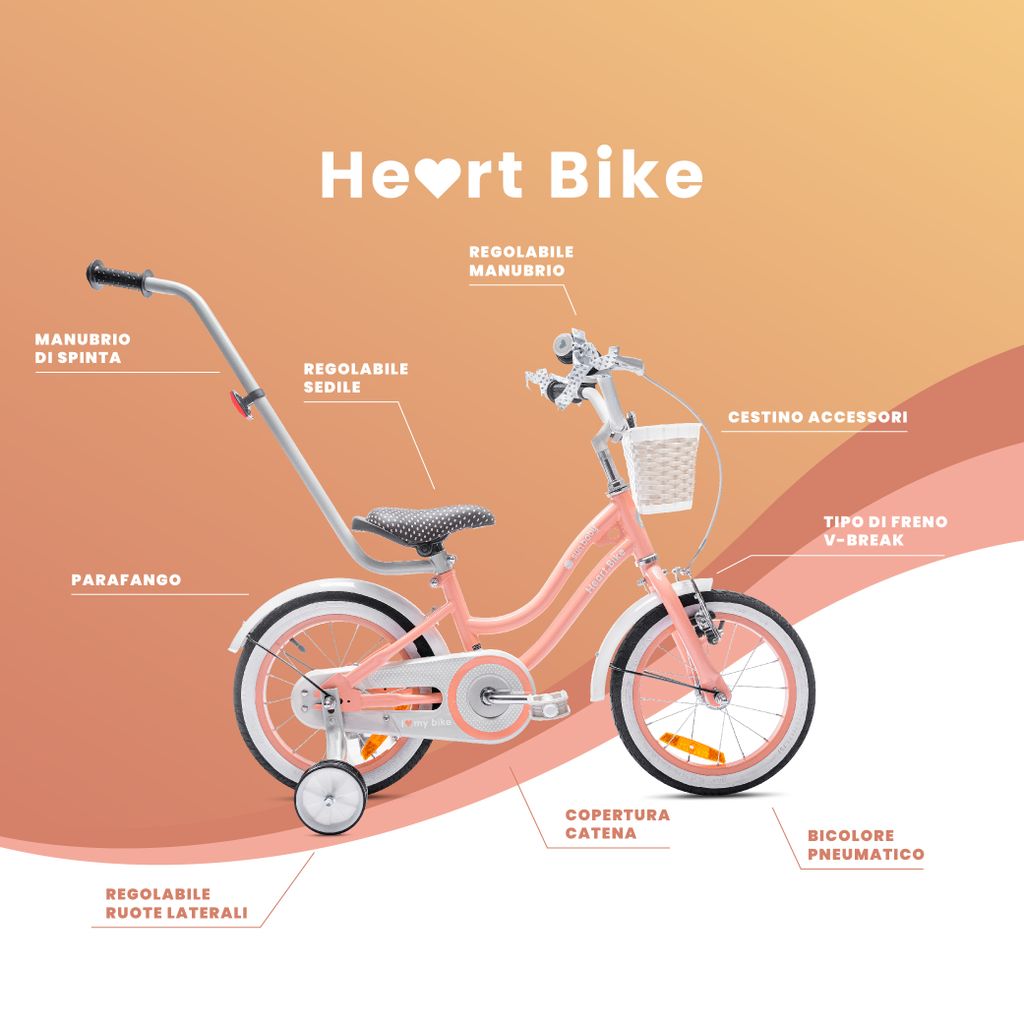 SUN BABY Heart Bike: bicicletta per bambine da 14 pollici, Immagine del prodotto 