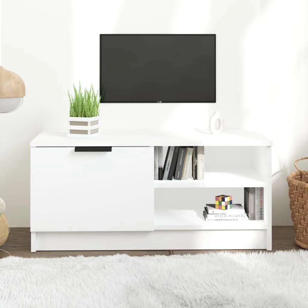 Mobile Porta TV Bianco 80cm - Legno Multistrato Moderno per Soggiorno - 2
