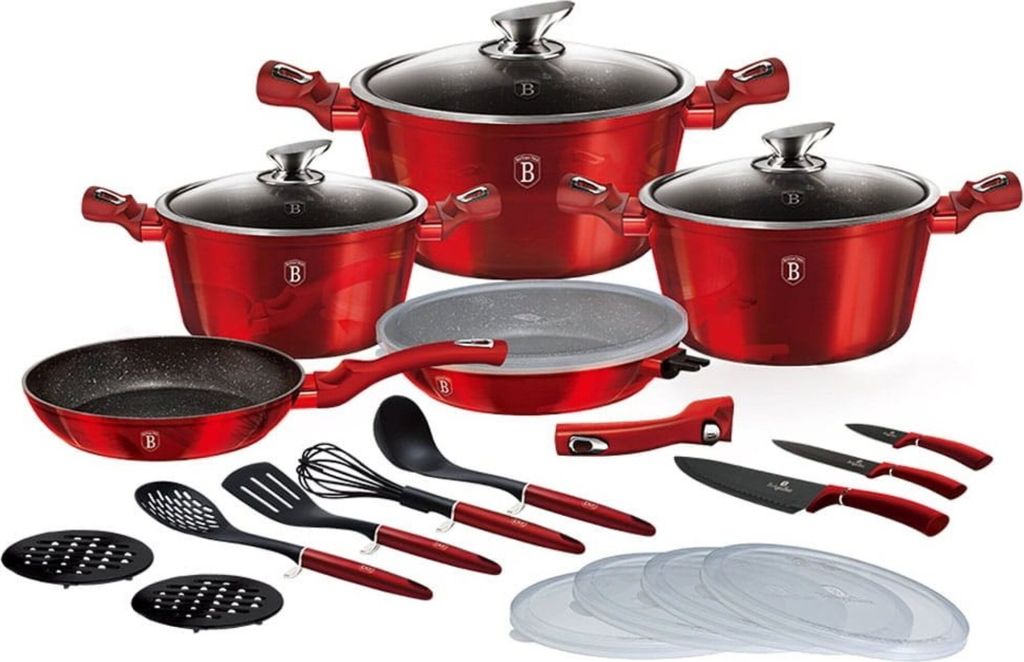 BERLINGER HAUS BH-7180 Kochgeschirr-Set, 22-teilig, Burgunderrot