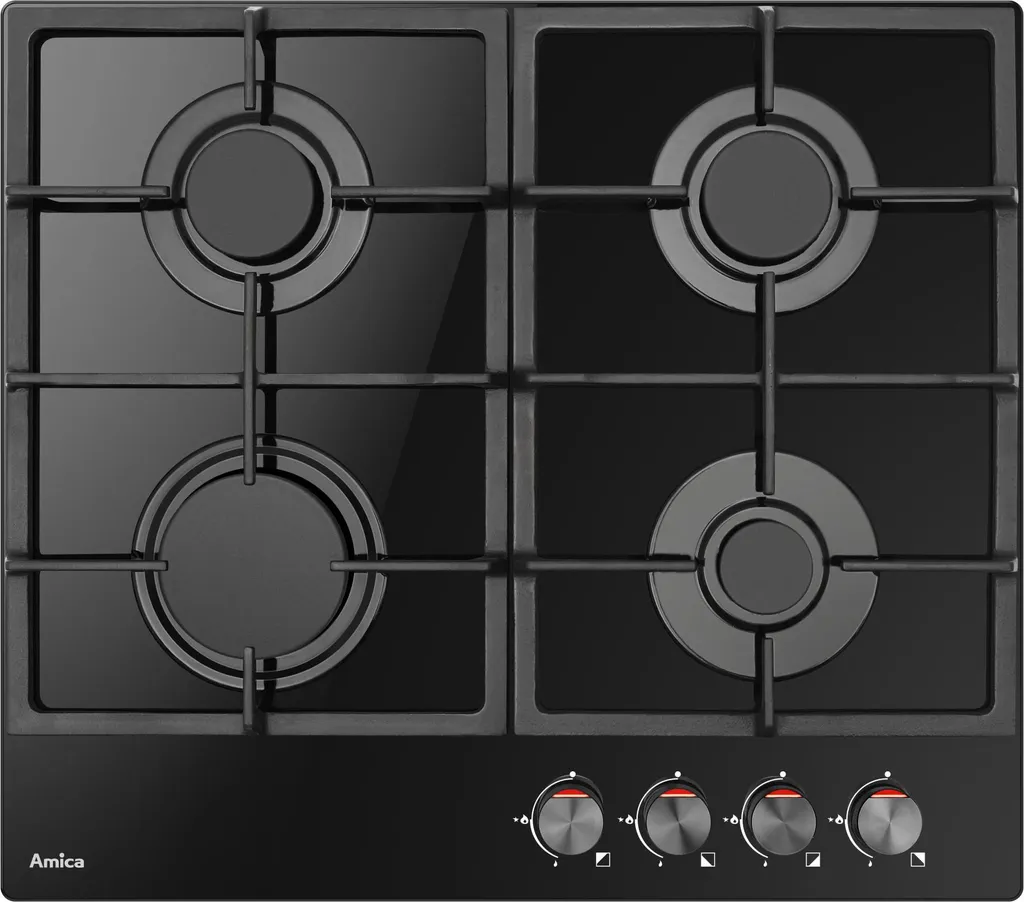 Plaque de cuisson gaz encastrable Amica PGCA 6100 APB 60cm Noir